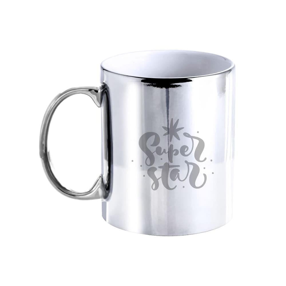 Taza cerámica NAIR de 350ml con acabado dorado o plateado