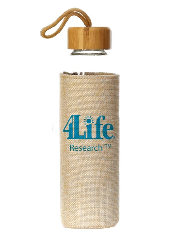 Botella de vidrio con protección y Tapón bambú NATURE 55.