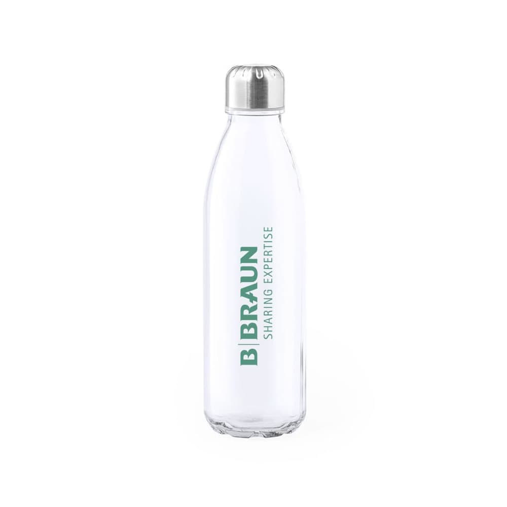 Botella de cristal de colores de 650ml y tapón inox SOLARIS.