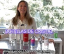 Botella de agua de cristal personalizada con tapón de rosca y etiqueta adhesiva