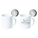 Taza blanca de PLA reutilizable PLAMUG de 350ml