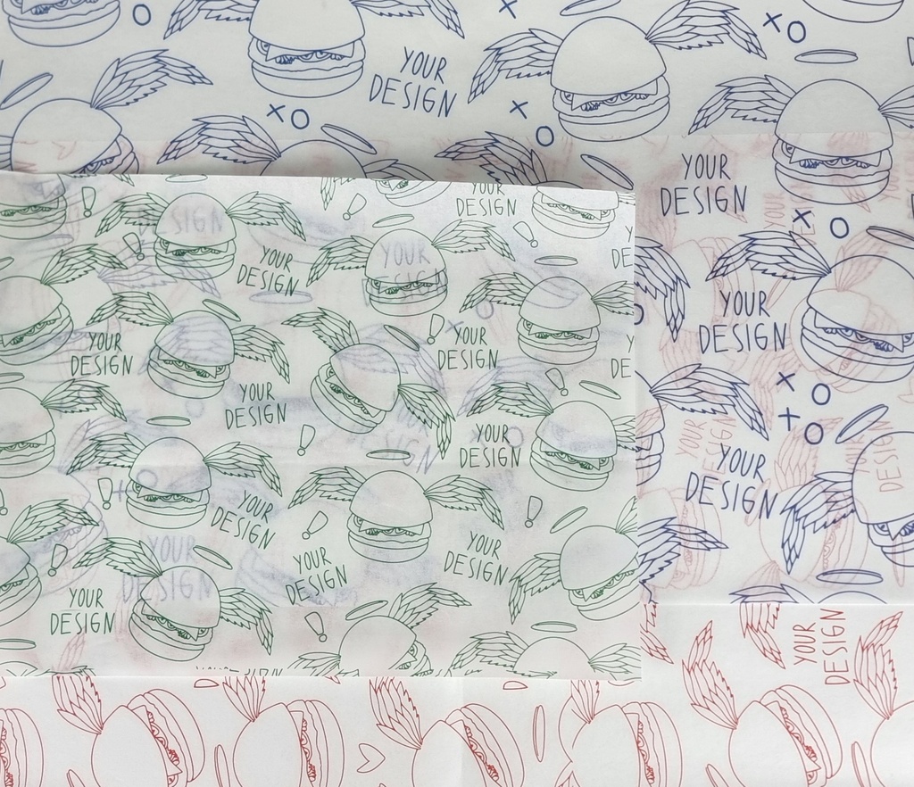 Papel antigrasa blanco personalizado hasta 2 colores